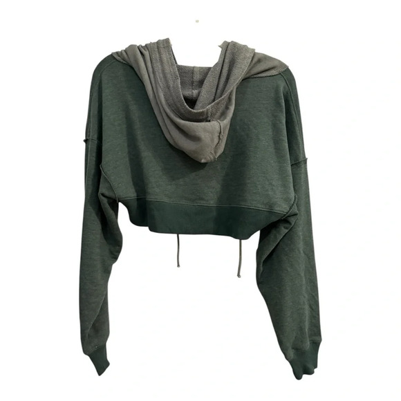 FREE PEOPLE Charmed Cropped Sweatshirt Multicolor Green Size XS - Picture 6 of 9